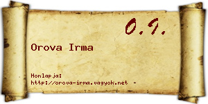 Orova Irma névjegykártya